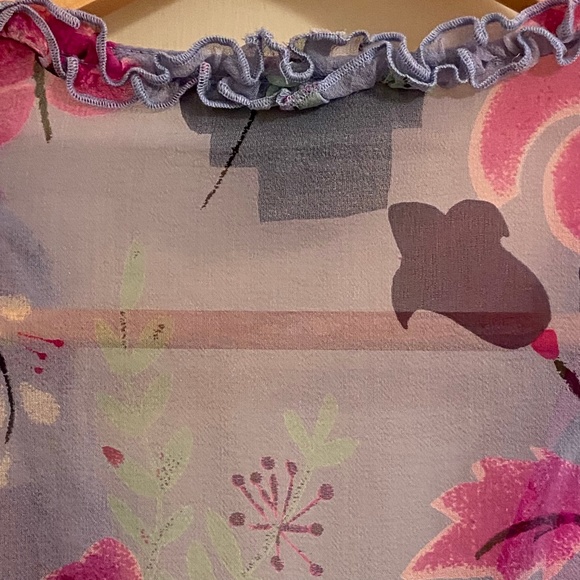 Tess Studio Silk Sheer Button Down Floral Blouse Women Size 8 - Picture 7 of 10